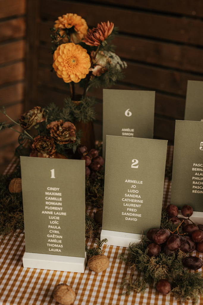 plan de table vert sauge mariage angers