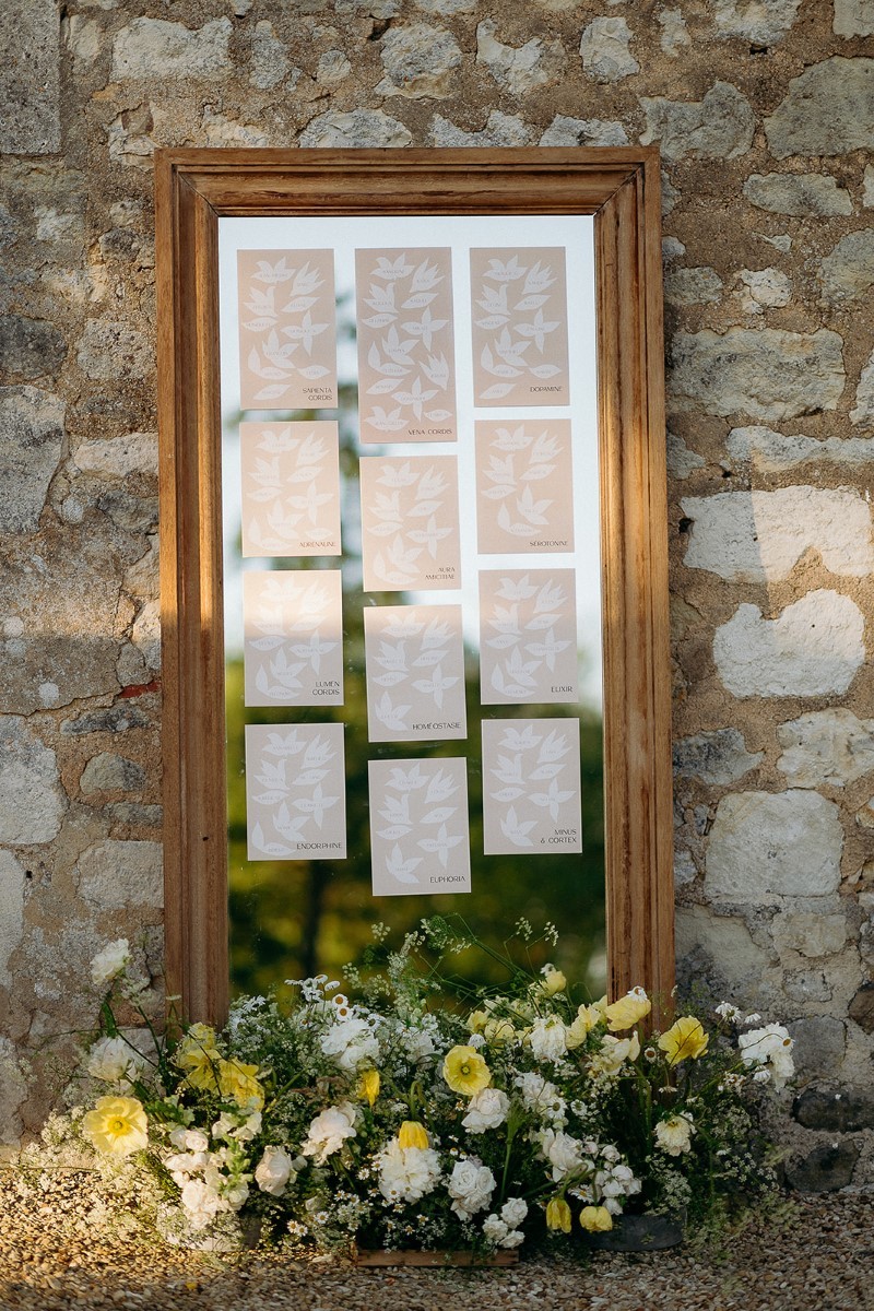 plan de table mariage sur miroit