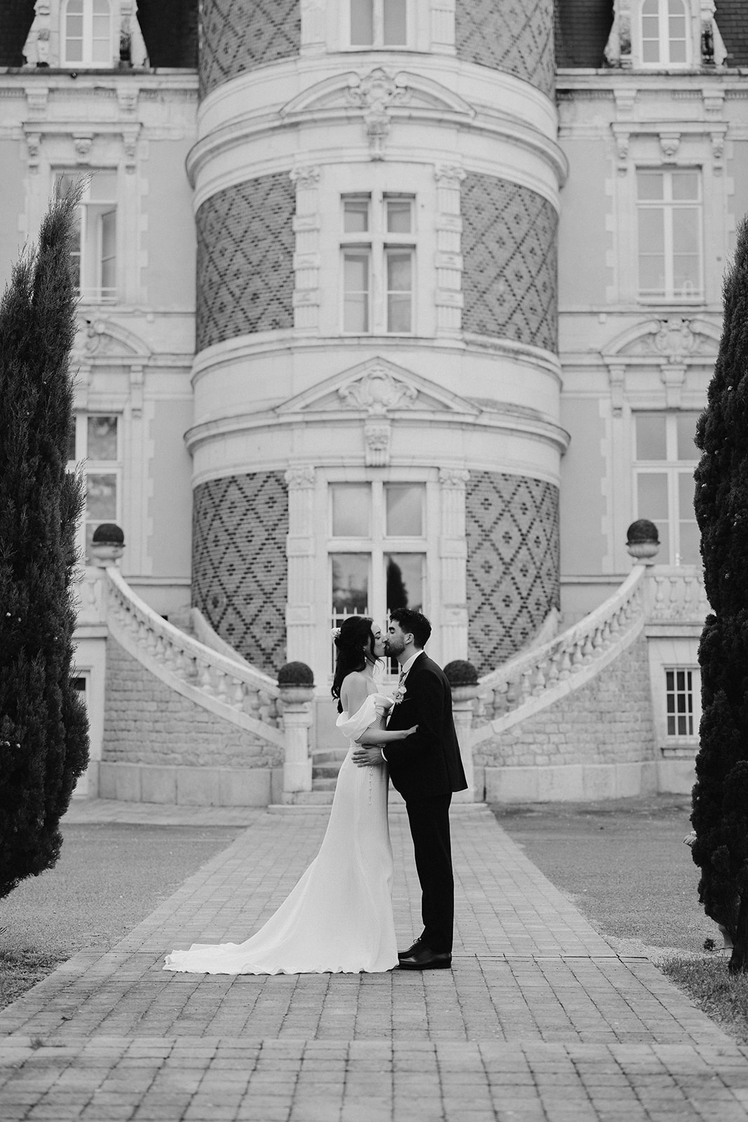 photo noir et blanc mariage chateau loire valley