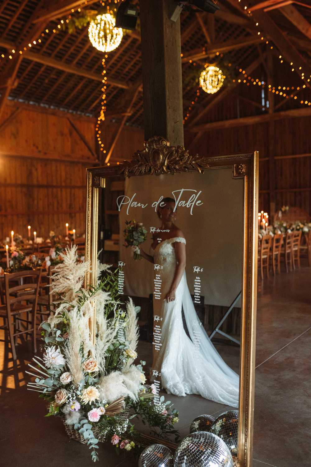 plan de table sur miroir mariage disco le mans