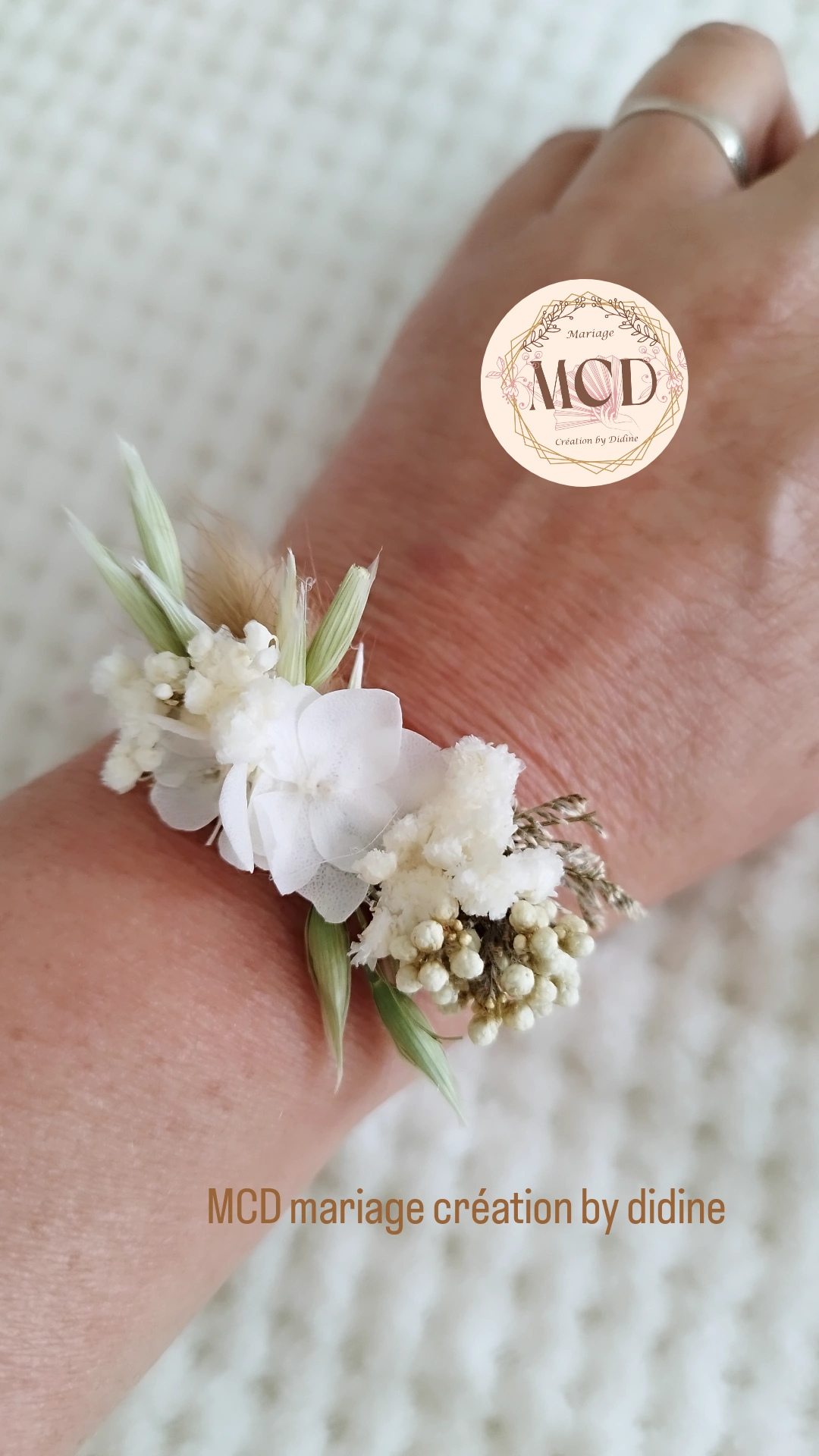 bracelet demoiselle d'honneur fleurs séchées sarthe