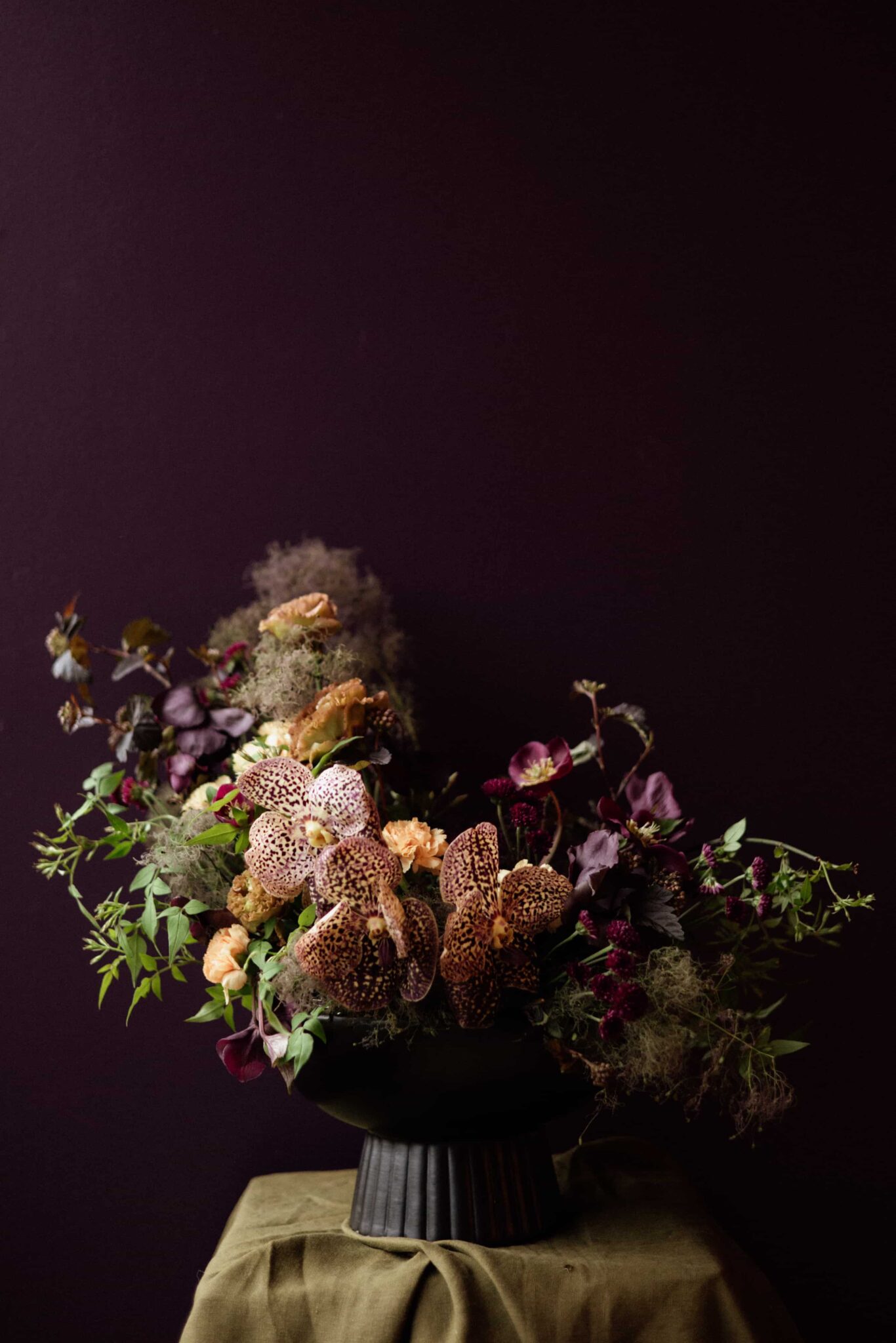 centre de table mariage automnal orchidees elegant