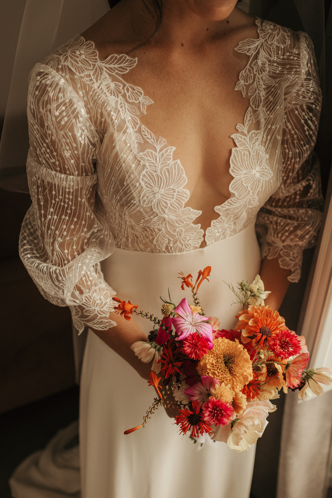 bouquet de mariée fleurs frâiches colorées ecoresponsable pays de la loire