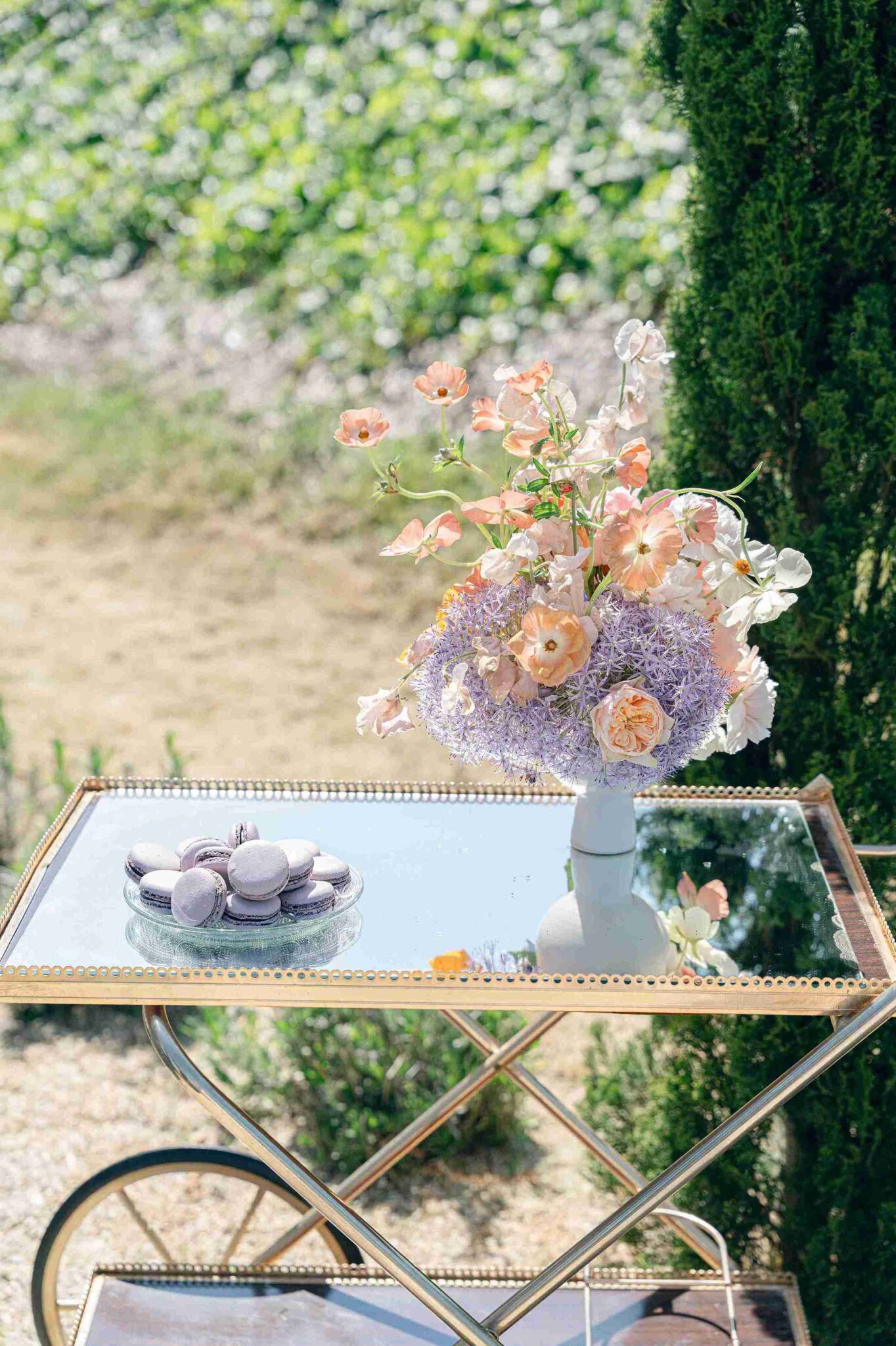 centre de table mariage fleurs pastel rose orange terracotta mauve lilas angers