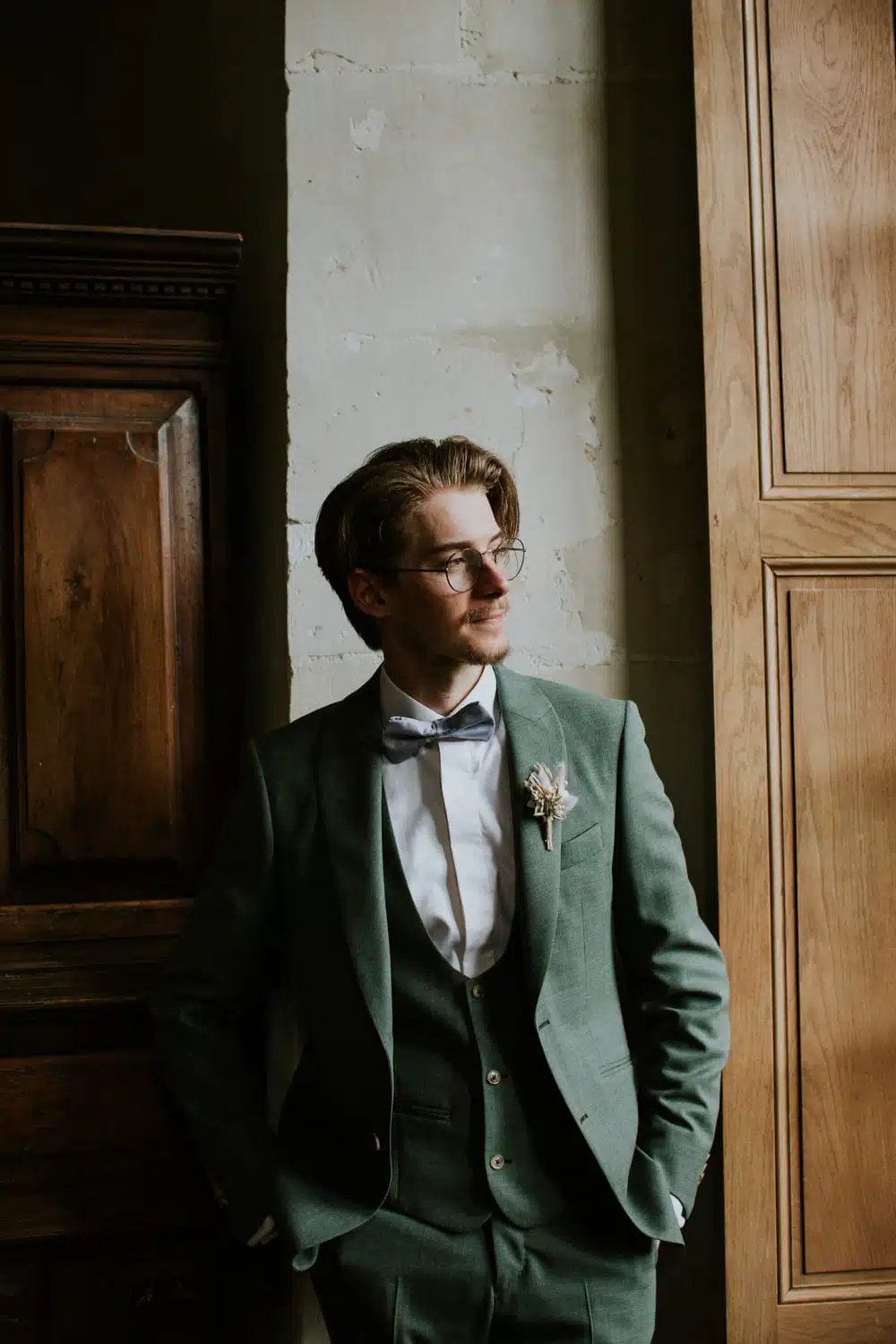 costume vert sur mesure mariage le mans