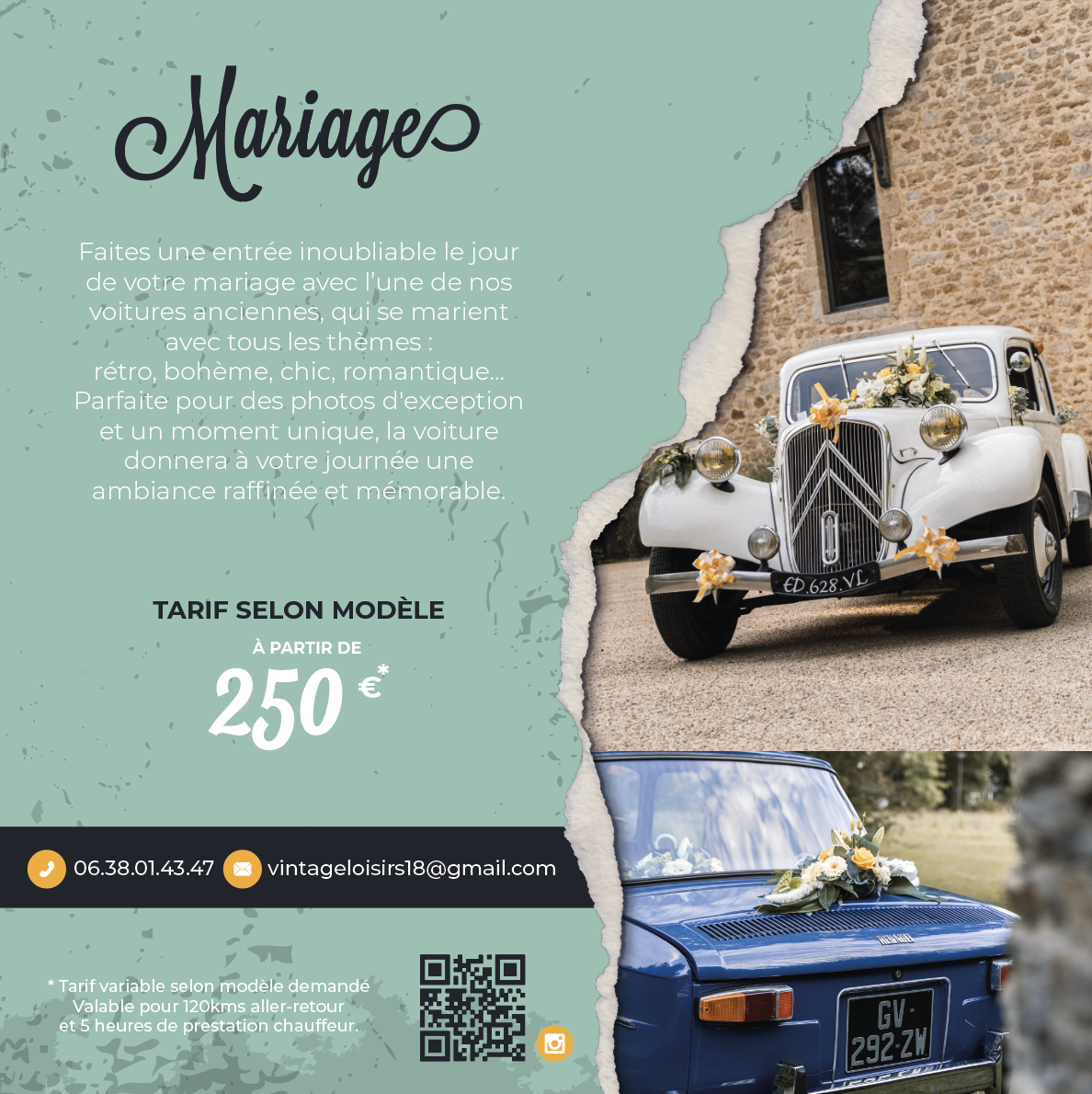 Location voiture vintage pour les mariages.