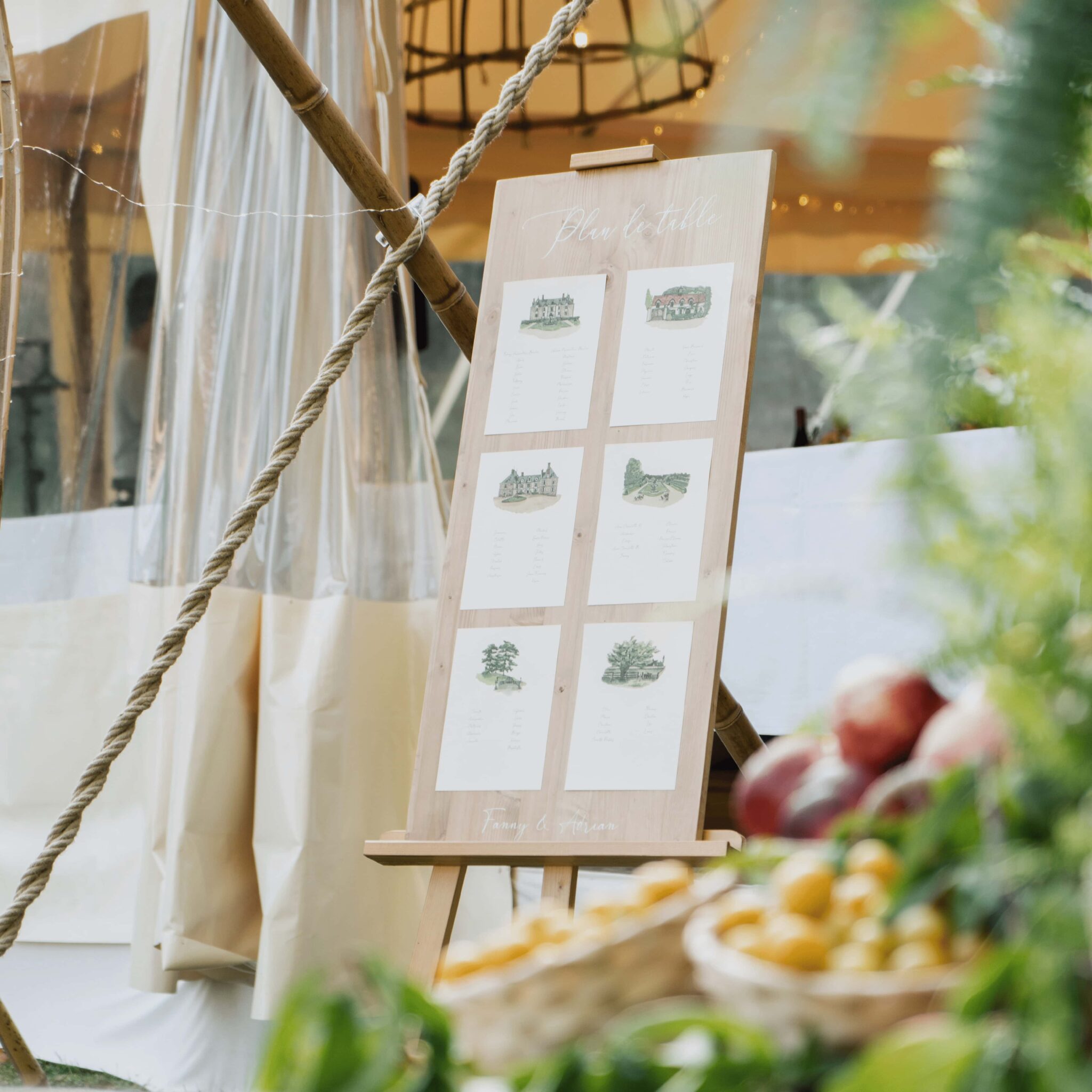 papeterie-illustration-plan de table-aquarelle-mariage-nantes