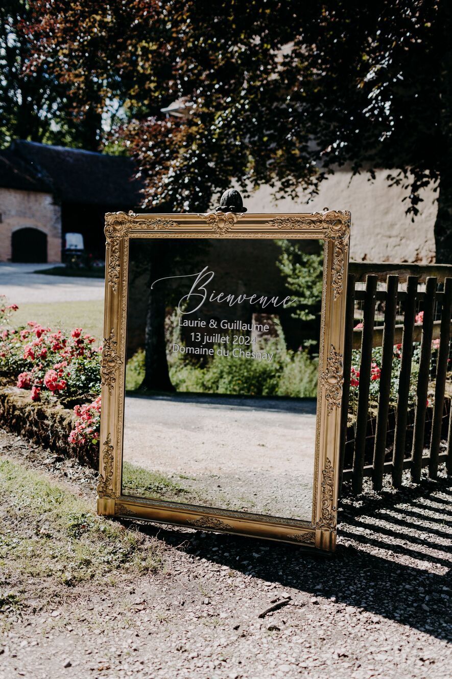panneau de bienvenue miroir personnalisé mariage le mans