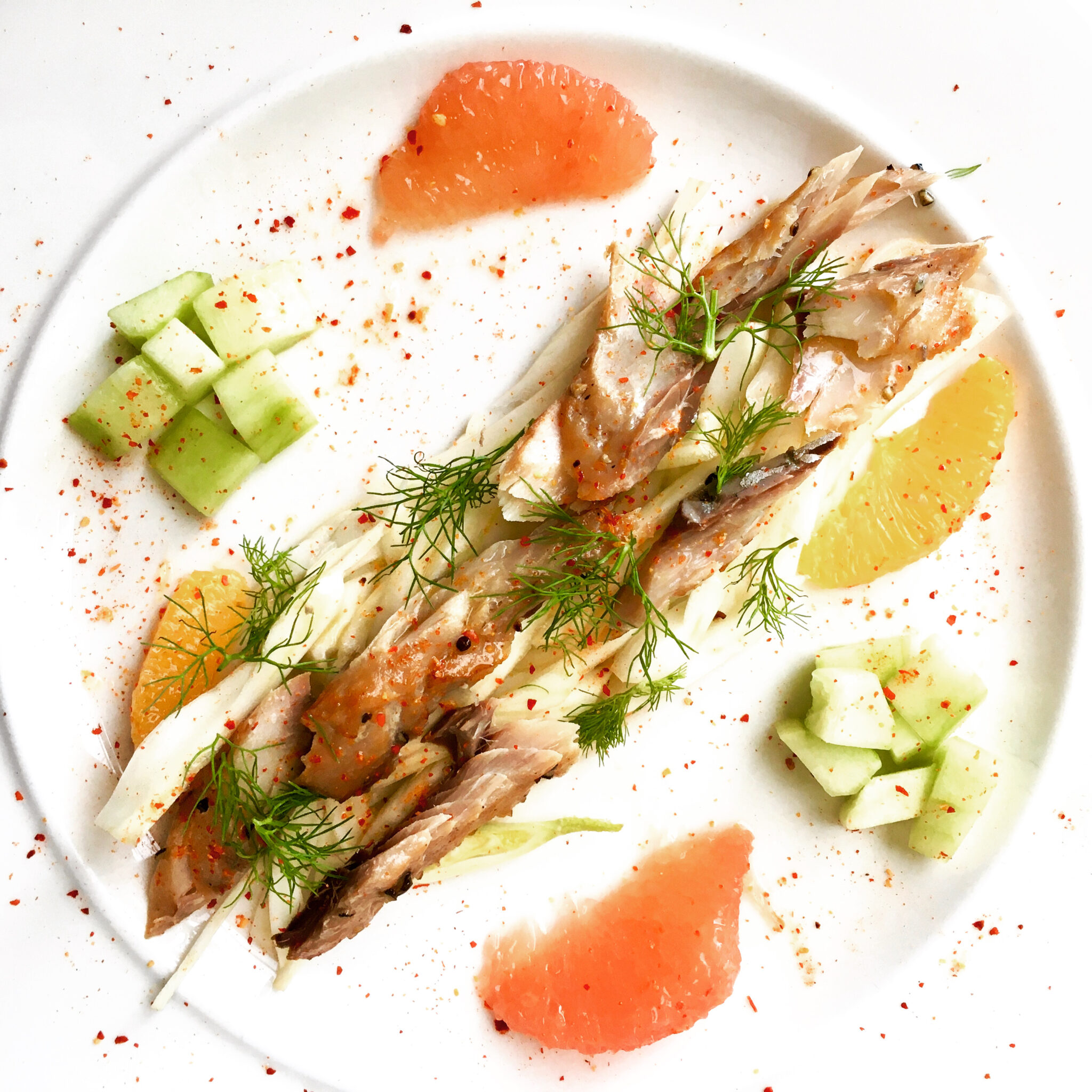 traiteur mariage le mans Maquereau. Agrumes.