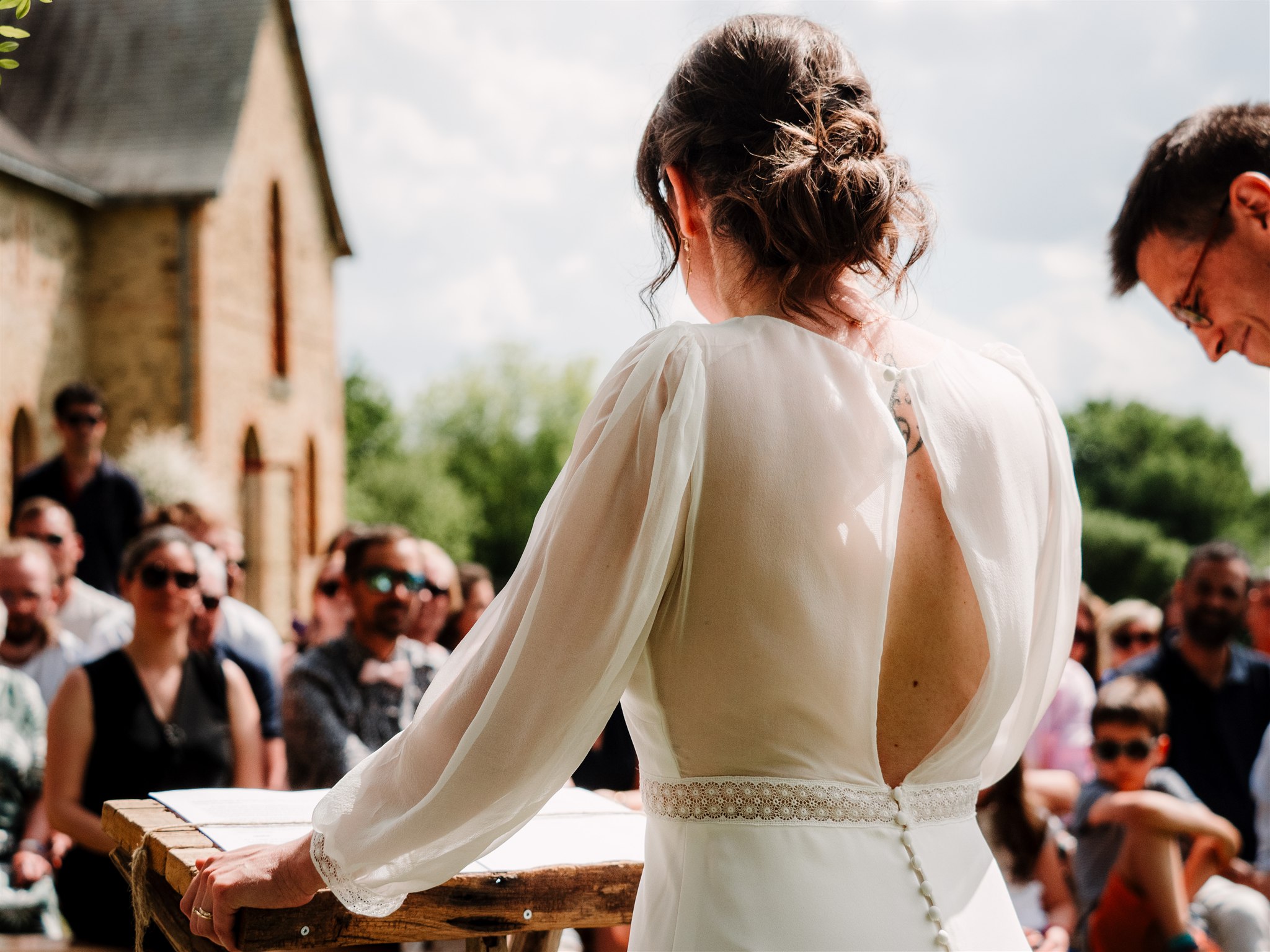 robe dos nu mousseline mariage angers