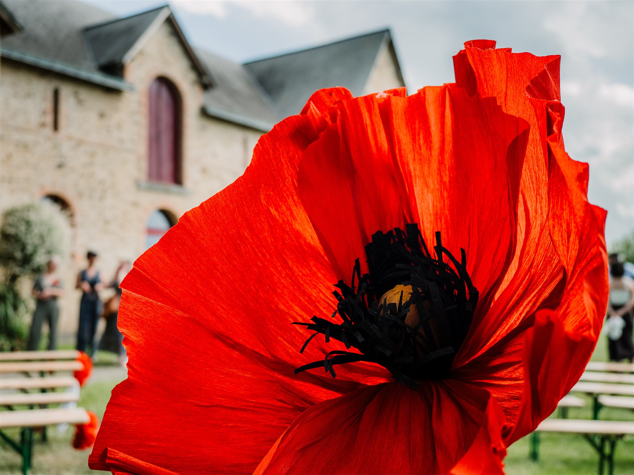 fleur papier rouge mariage maine et loire