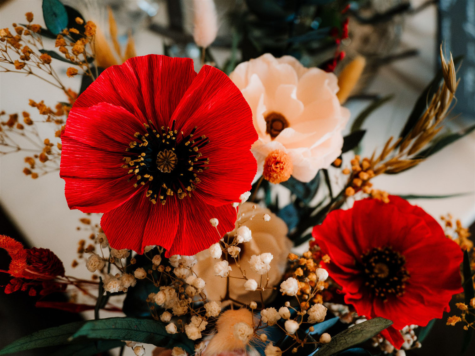 bouquet de fleurs colorees mariage loire valley