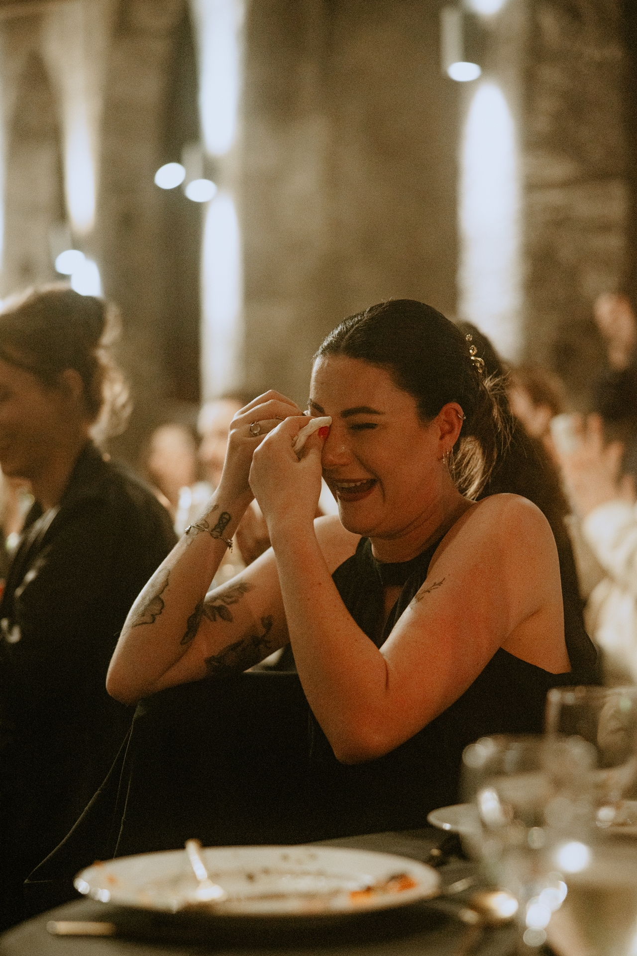 émotions lors du des discours au diner de mariage au Chateau du Taillan