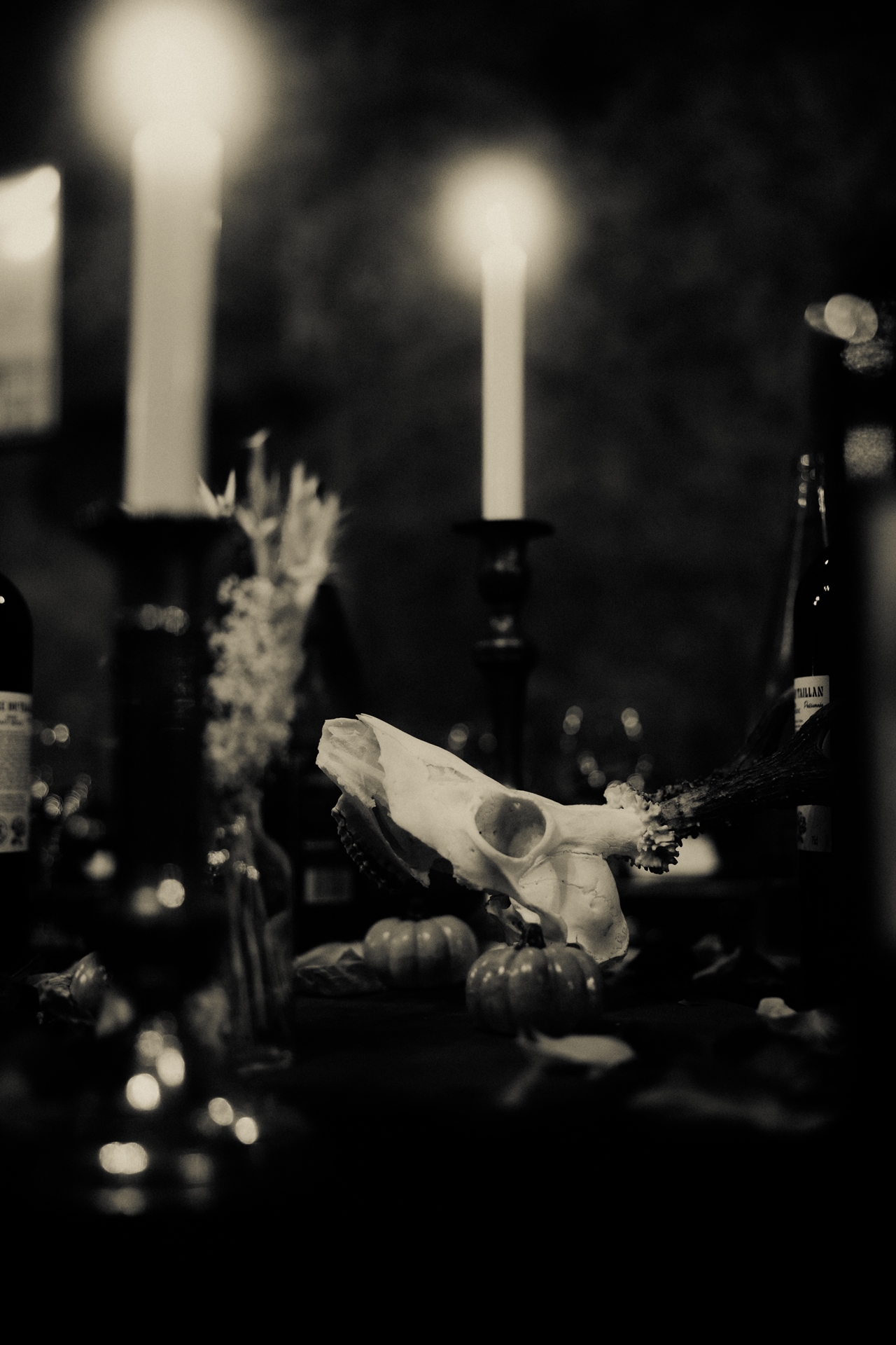 Table de réception automnale mariage gothique chic