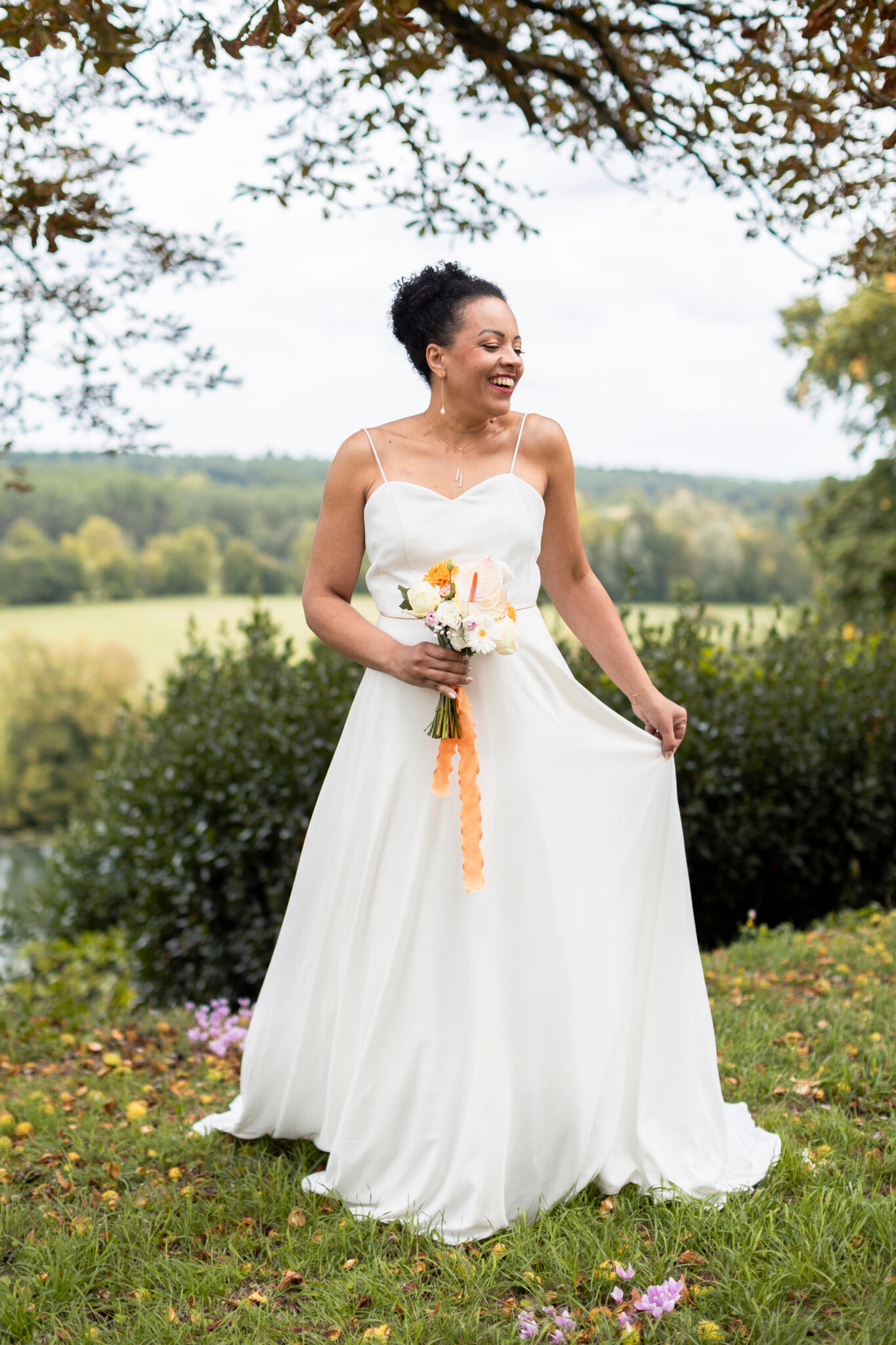 robe longue champetre mariage domaine ceremonie maine et loire