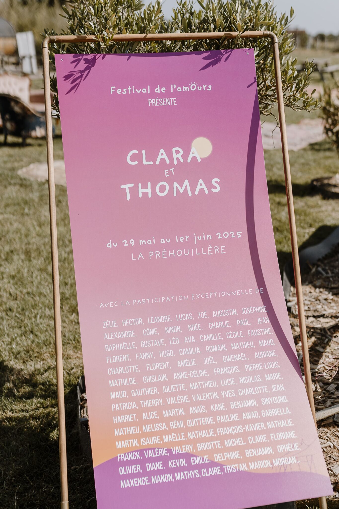 panneau de bienvenue mariage thème festival le mans