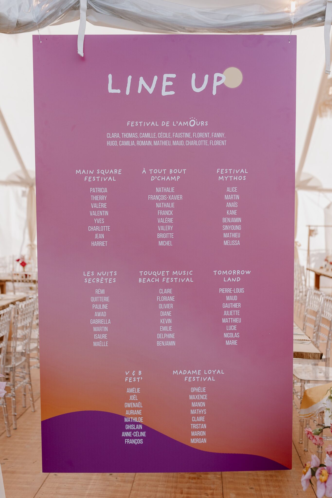 plan de table thème festival mariage sarthe