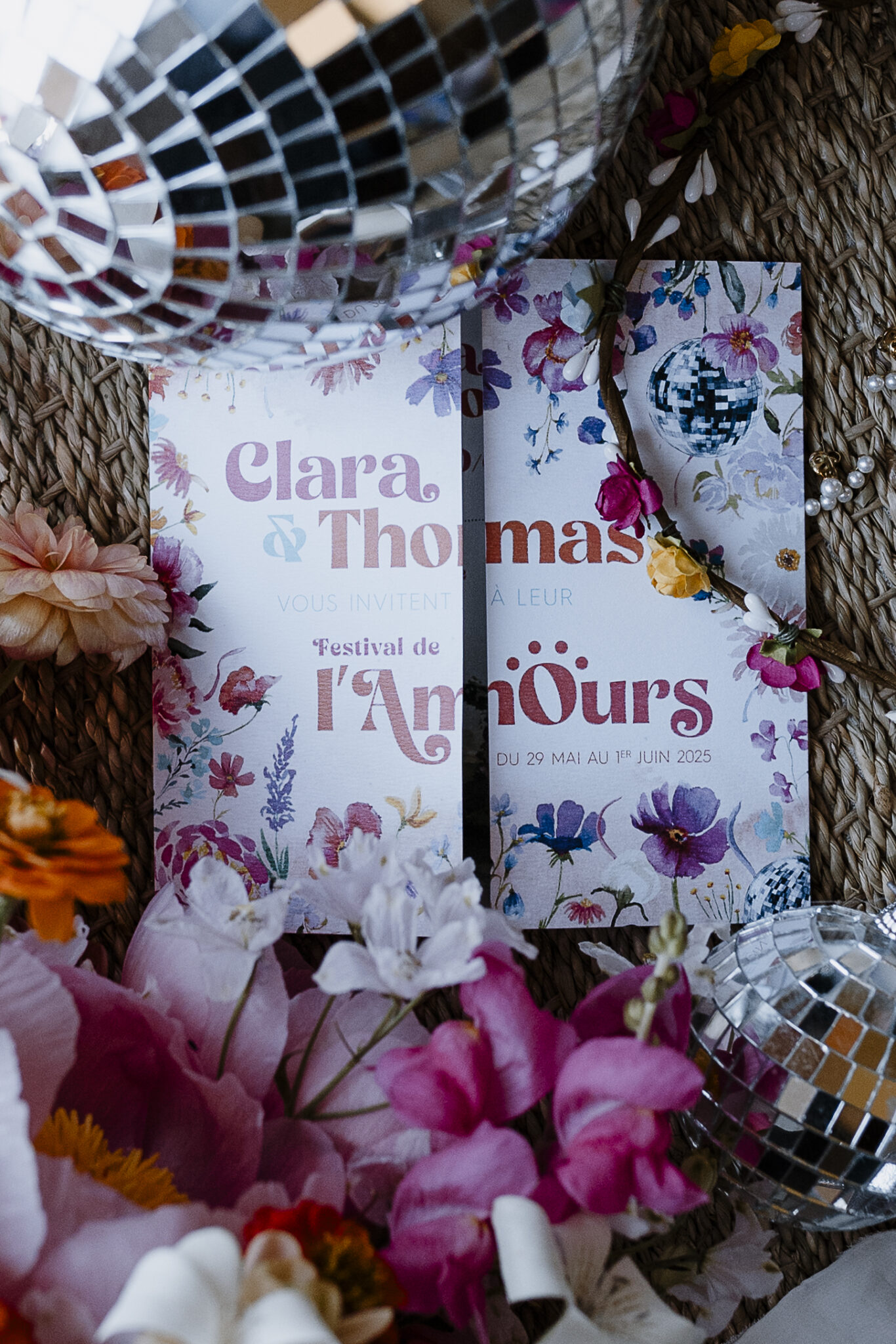 papeterie faire part mariage festival coloré